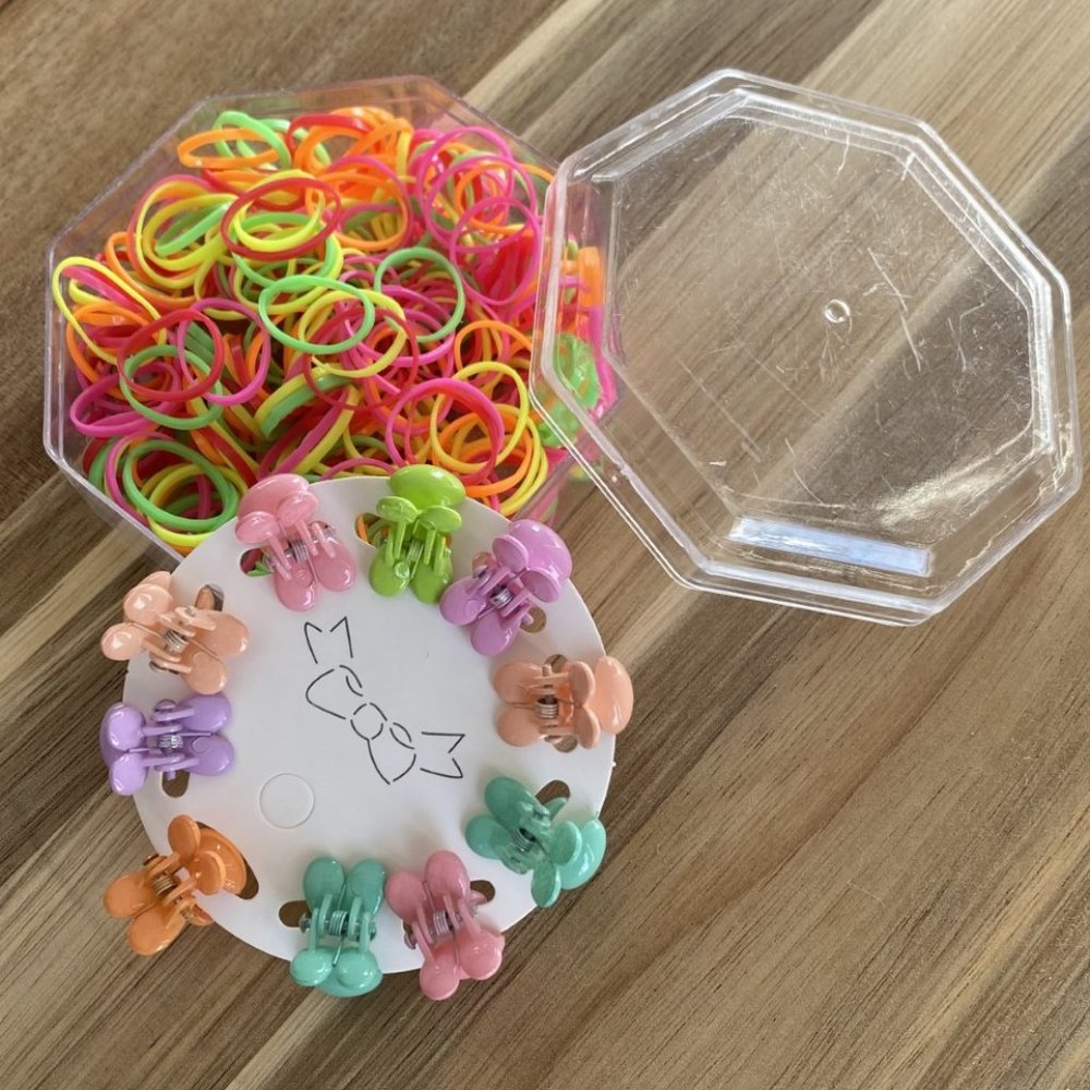 Hair Clips And Ties Band Set Multicolor